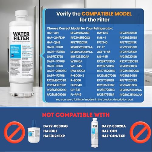 2-Pack HAF-QIN/EXP Water Filter Replacement for DA97-17376B | Carbon Block, 6-Month Filter