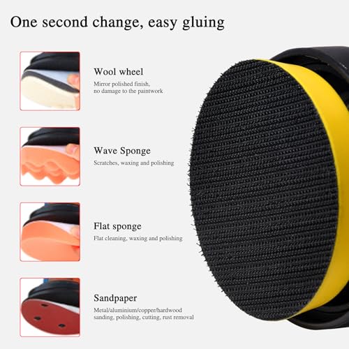 Red 3-Inch Mini Pneumatic Orbital Sander with 10 Sandpapers for Wood Metal Car Finishing