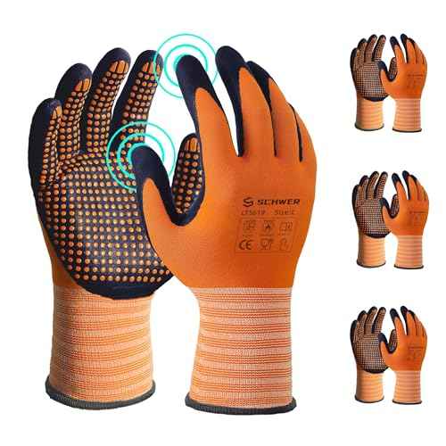 Schwer 3 Pairs LT5619 Work Gloves Micro-Foam Nitrile Coated, Level 4 Abrasion Resistant Nylon Working Gloves with Micro Dot Grip for Men Women, Touchscreen, for Automotive Electronic Assembly, Large