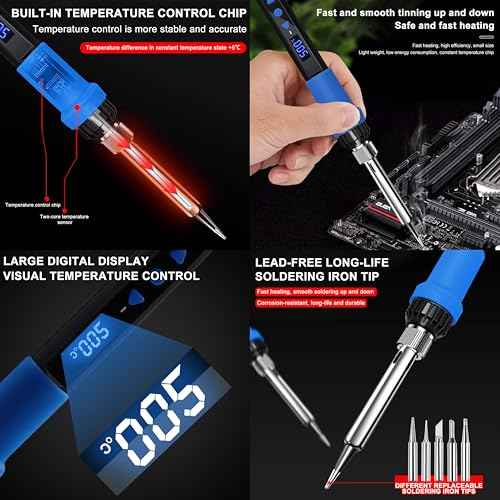 Jadeshay 80W Soldering Iron Kit with Multimeter Kit, Temperature-Controlled Soldering Set with LCD Display, 5 Tips & 30+ Tools for Electronics Repair, DIY, PCB, Phone & Computer