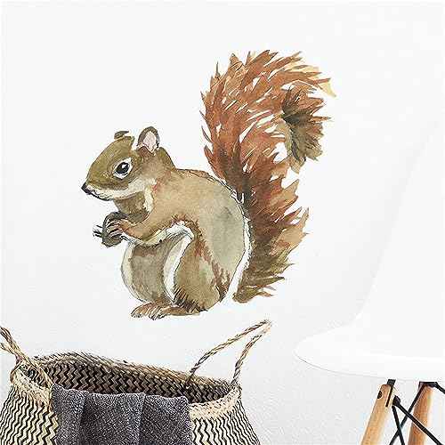 Cute Squirrel Wall Stickers, sacinora Nature Animal Wall Decals Removable Vinyl Peel and Stick for Living Room Bedroom Nursery Children's Room Playroom Art Decorations