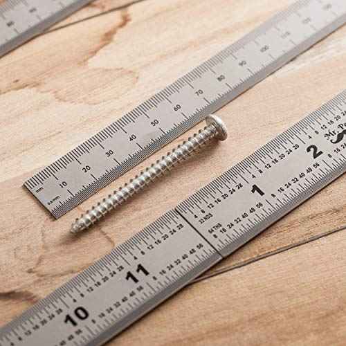 Mr. Pen- Machinist Ruler, 4 Pack (6, 8, 12, 14 inch), Metric & Millimeter Ruler, 1/64, 1/32, mm and .5 mm, Stainless Steel