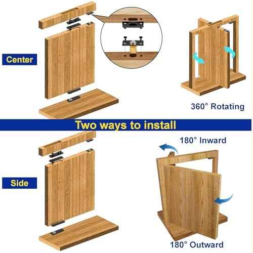 Hidden Pivot Hinge, 600LBS Load-Bearing,Thickened Solid Steel-Heavy Duty Hardware for Bookcase, Murphy Door Kit 360 Rotation Invisible Hinges for Secret Door£¬Bookcase, Shelf Doors