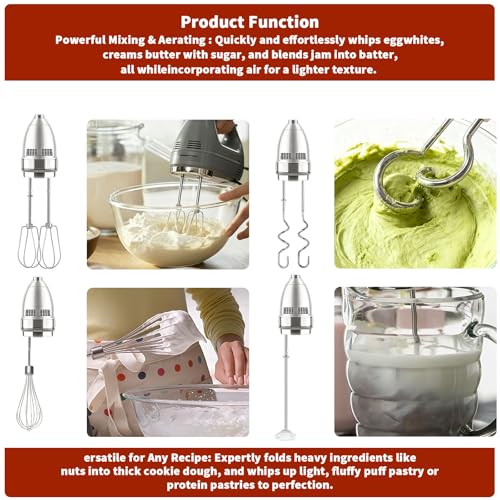 KitchenAid Hand Mixer Attachments Set of 6 – Beaters, Whisk, Rod & Dough Hooks (LRWZOV)