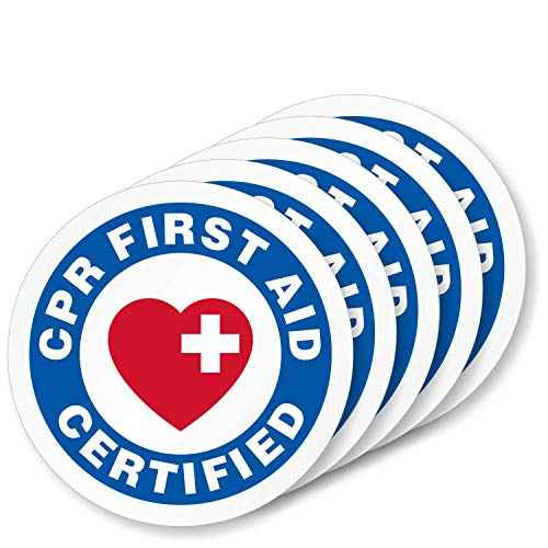 SmartSign CPR First Aid Certified Pack of 5 Hard Hat Labels | Retro-Reflective, 2" Circle