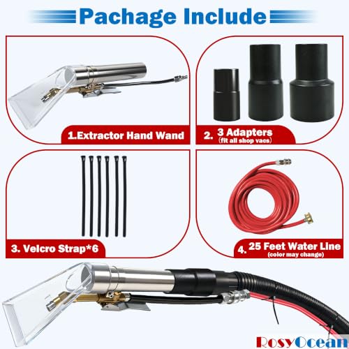 RosyOcean Shop Vac Extractor Tool with Spray Nozzle & Water Hose - Carpet & Upholstery Cleaning Attachment