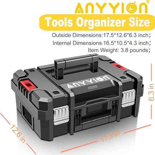 Anyyion 17In Tool Box,Double handles, Stackable, Essential for Home Decor.£¨Internal Size:16.54¡±L*10.55¡±W*4.33¡±H) (Double handles)