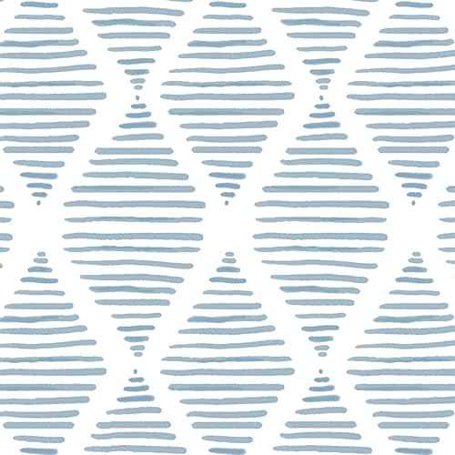 Blue and White Peel and Stick Wallpaper Modern Stripe Contact Paper 157¡± Boho Textured Geometric Self Adhesive Wallcovering Removable Vinyl Roll for Bedroom Cabinets Decor
