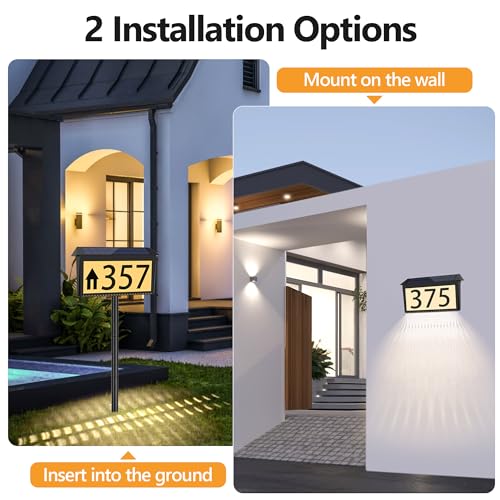 Nazuwke Solar Address Sign 1 Pack Waterproof Outdoor House Numbers with Lighting