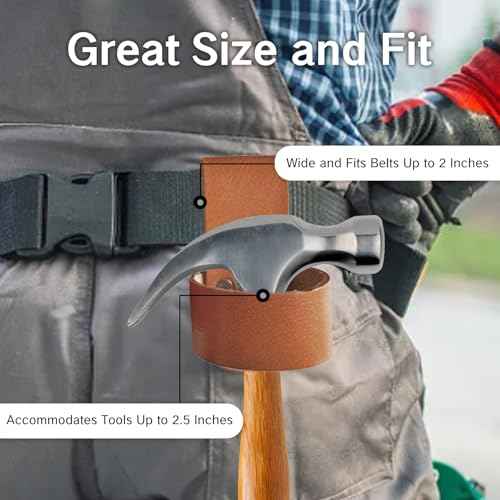 Hammer Holster with Belt Loop Leather Premium Hammer Holder for Tools Snap-in Hatchet Axe Carrier Small Firefighter Hammer Sleeve Brown Multi-Tool Holder for Belt