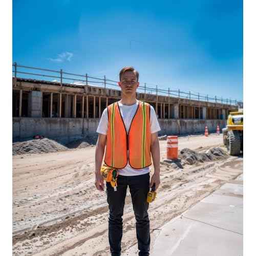 SIFE 1 Pack High Visibility Reflective Safety Vest,Made from Breathable and Neon Orange Mesh Fabric,light weight for Man and Woman(Orange, 1 pack)