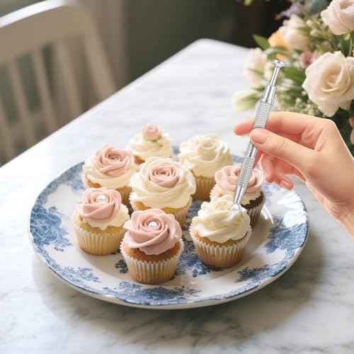 4PCS Piercing Ball Grabber Tool, Stainless Steel 4 Claw Pearl Grabber Jeweler Ball Screw Sprinkle Pen Tweezers with Shovel Head Spoon Decoration Tools for Small Parts Pickup(Black Silver)