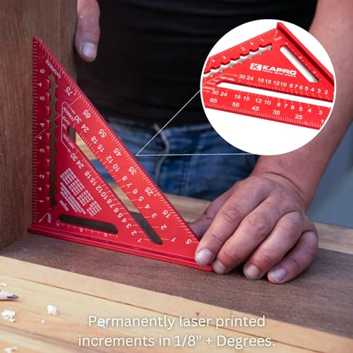 Kapro 446 Hi-Def 7 Inch Anodized Rafter Square - Red, Includes Conversion Table