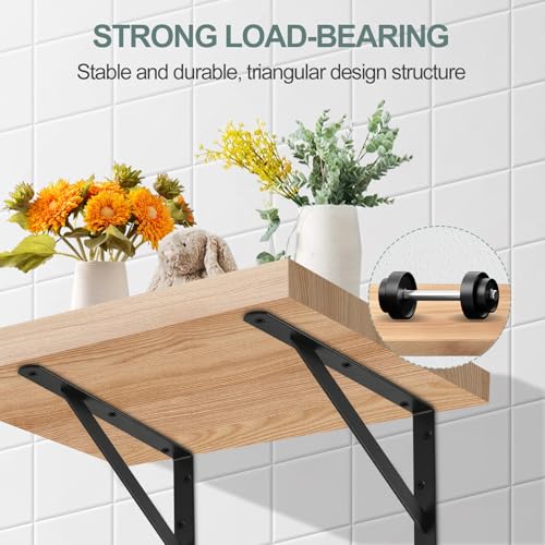 MHMYDZ 12 Pack Heavy Duty Black Shelf Brackets 12 x 8 Inches with Screws