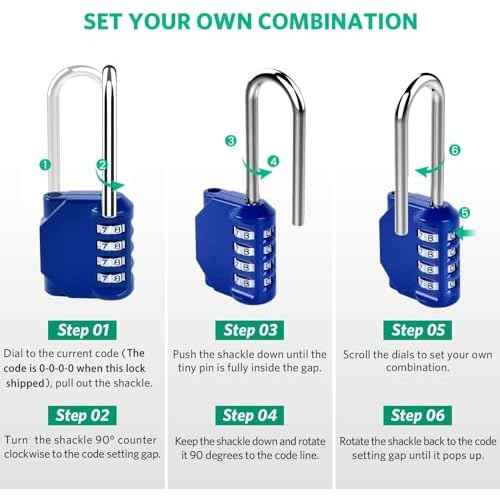 3.2 Inch Ultra Long Shackle Resettable Combination Padlock, 4 Digit Set Your Own Combination Combo Lock Outdoor for School Gym Employee Locker Lock, Hasp Storage, Fence Gate, Toolbox - 2 Pack