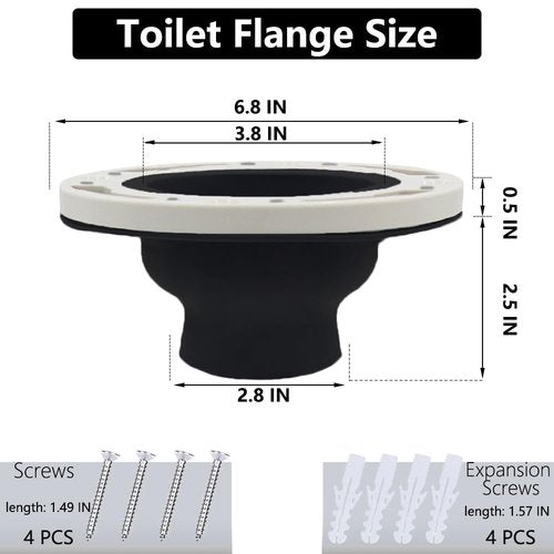Toilet Flange Repair Kit, Flange Repair Kit for 4" and 5" or Special 3" Waste Line, for Toilet Flange Repair and Easy Installation Black