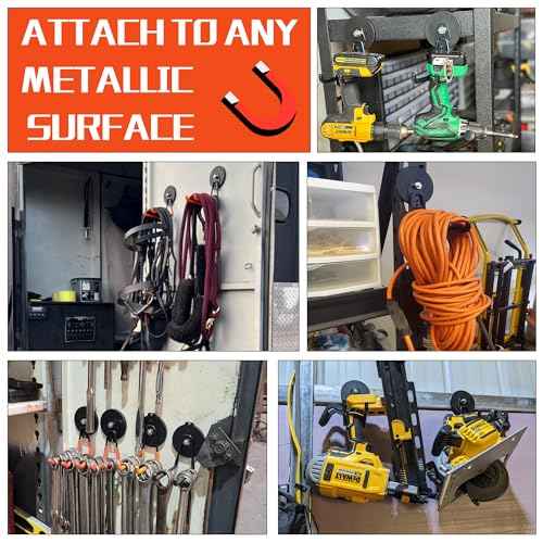 ULIBERMAGNET Heavy Duty Magnetic Hooks,Strong Large Magnet Hooks for Power Drill,Garden Tools, Hose,Pegboard,Garage,Workshop,4 Pack Magnetic Storage Hooks for Indoor Outdoor Hanging(Gray)