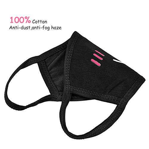 Kawaii Muffle Mask, 5 Pack Anti-Dust Anime Cotton Mouth Mask Cute Kaomoji Face Mask