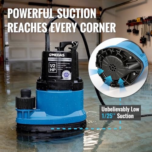 MEDAS 1/2 HP Portable Sump Pump for Pool, Pond, Basement Water Removal