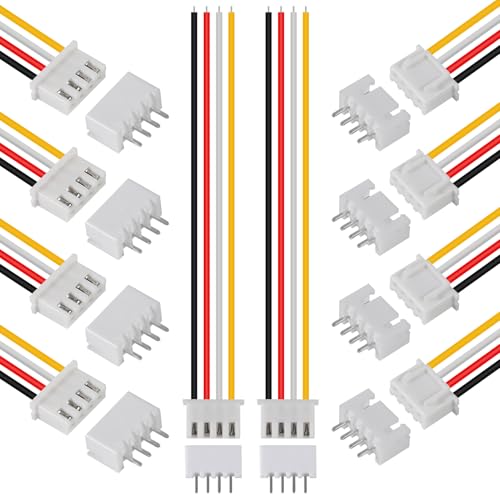 ACEIRMC 10Pairs JST-XH 2.54mm 4-Pin Male Female Connectors Kit with 200mm Cable