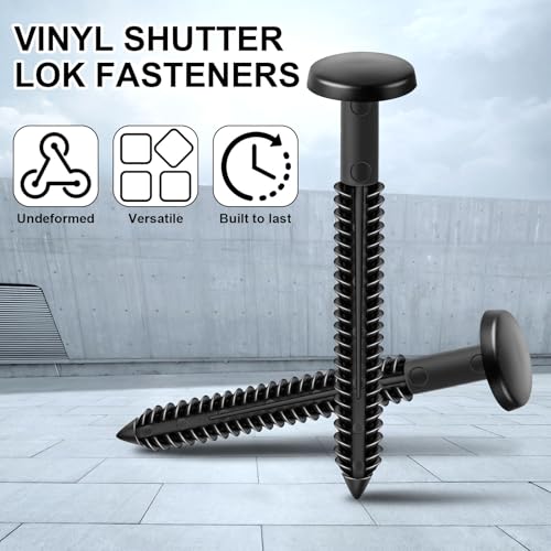 Black Vinyl Shutter Fasteners 3 Inch - 18 Pack, Durable UV Protected Pegs