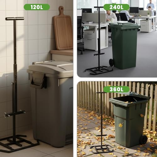 Manual Trash Compactor for 360L Wheelie Bin - Adjustable Depth & Heavy-Duty Plate