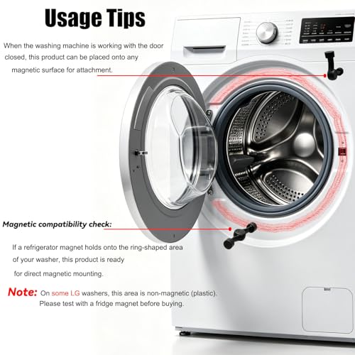 PCTC Magnetic Door Prop for Front Load Washer (Gray) – 360° Adjustable, Non-Slip