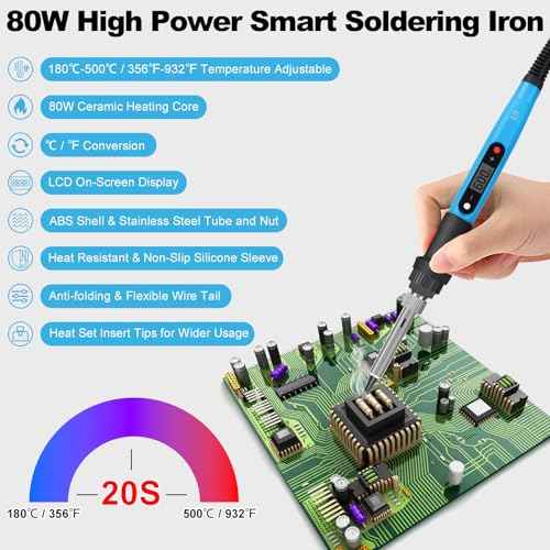 Kodilin 80W Soldering Iron Kit Digital Jewelry Soldering Kit for Electronics Adjustable Temperature Soldering Gun Kit, Micro Soldering Pen