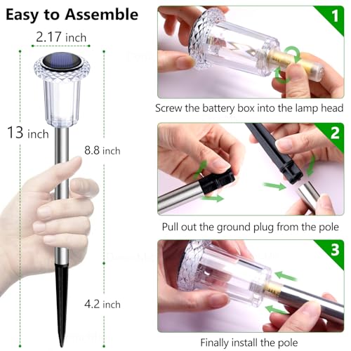DenicMic Outdoor Solar Pathway Lights 10 Pack Waterproof Cold White