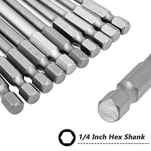 10Pcs Magnetic Screwdriver Bit Sets 1/4 Inch Hex Shank Flat Slotted + Phillips Cross Head Screw Driver S2 Steel Drive Drill Bits for Electric Screwdrivers (2 inch/50mm Length)