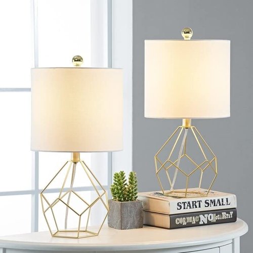 19" Bedside Table Lamp Set (Set of 2) Gold