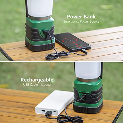 Lepro 1000LM Rechargeable Camping Lantern - Green, 4 Light Modes, Power Bank