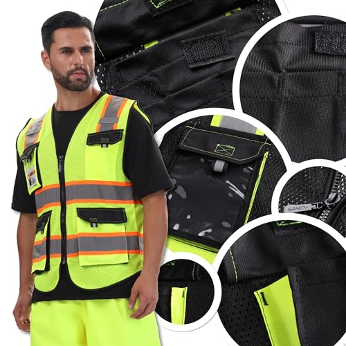JKSafety Hi Vis Reflective Safety Vest Large Black for Men and Women JK220