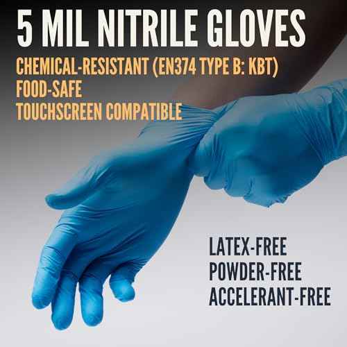 Cestus 5 Mil Nitrile Gloves Disposable Latex Free, Chemical Resistant, Mechanic, Food Prep, Tattoo, Cleaning, Bulk