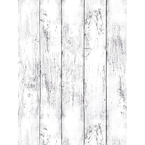 White Grey Wood Peel and Stick Wallpaper Shiplap Contact Paper 17.7inch x 196.8inch White Wood Plank Wallpaper Peel and Stick Rustic Self Adhesive Decorative Contact Paper for Kitchen Bathroom Vinyl
