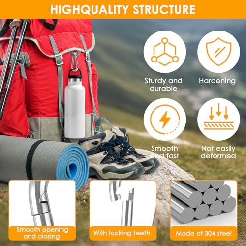 KATUMO 12 Pack Stainless Steel 2 Inch Carabiner Clips, Heavy Duty Spring Snap Hooks for Keys, Camping, Hiking, Dog Leashes