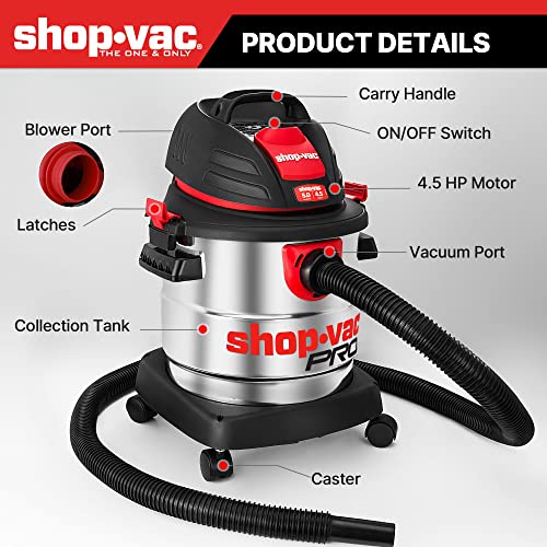 Shop-Vac 5 Gallon 4.5 Peak HP Wet/Dry Vacuum Cleaner with Accessories