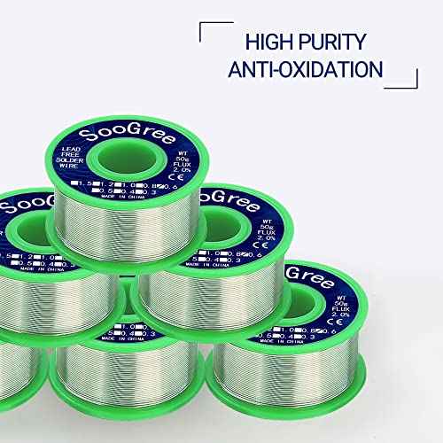 Solder Wire Sn99.3 Cu0.7 with Rosin Core,Fine Alloy Electronics Soldering Electric Solder for Electrical, Electronic, Connector, DIY Soldering (0.6mm/50g)
