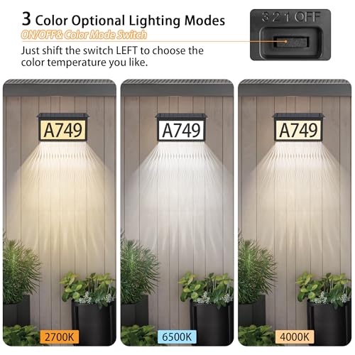 Nazuwke Solar Address Sign 1 Pack Waterproof Outdoor House Numbers with Lighting