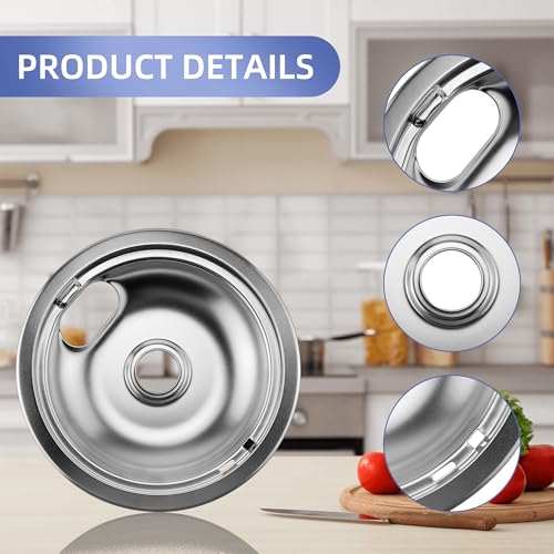 Chrome Drip Pan Set for Whirlpool/Maytag/Kenmore Electric Range—2x6in + 2x8in