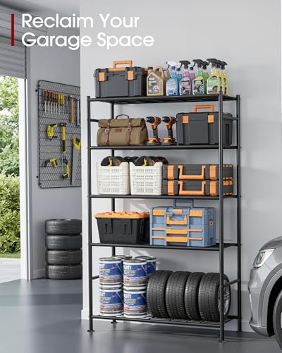 Black 5-Tier Heavy Duty Metal Garage Shelving Unit - 33x12.6x72 inches