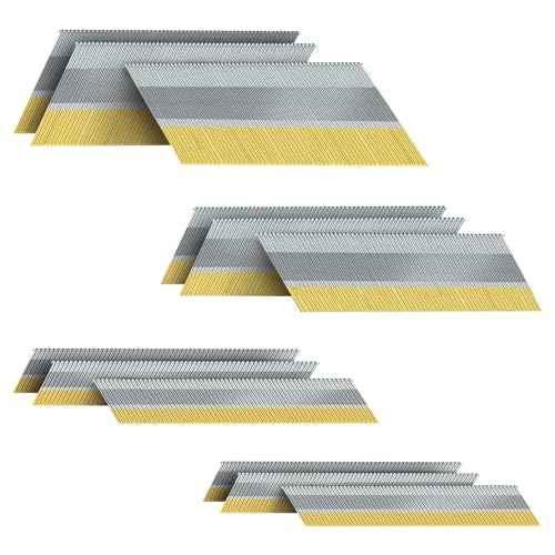 15 Gauge DA Angled Finish Nails, 34-Degree, 1200-Pack (2-1/2", 2", 1-1/2", 1-1/4" 300 Per Sizes), Galvanized Assorted Size Project Pack, for Pneumatic, Electric Angled Finish Nailer Gun