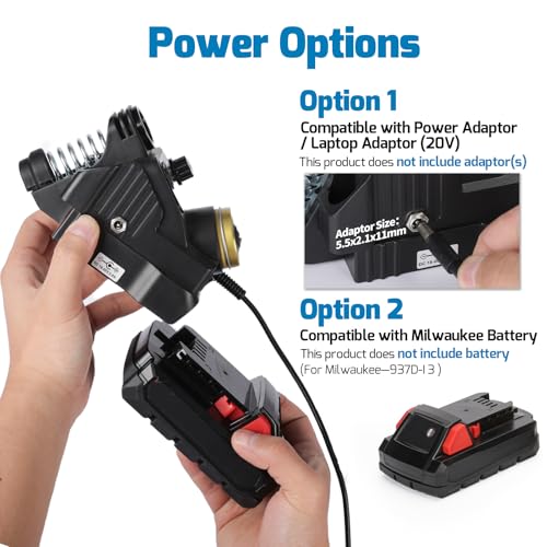 WEP 937D-I 3 Cordless Soldering Iron Kit Compatible with Milwaukee 20V/18V Battery, with Integrated Iron Holder, Digital Display, 6 Soldering Tips, Adjustable Temperature, Auto Sleep & Shutdown