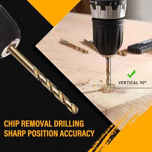 13 PCS Titanium Coated Hex Shank Drill Bit Set, HSS Twist Drill Bit Sets, Impact Driver Drill Bits for Wood, Steel, Metal, Plastic, Quick Change Design (1/16-1/4)