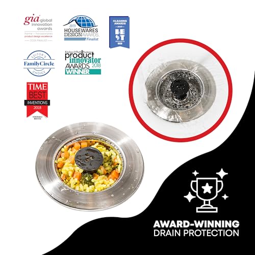 Kitchen SinkShroom 1-Pack Black Stainless Steel Sink Strainer - Clog-Free