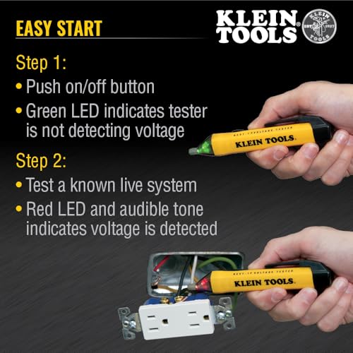 Klein Tools NCVT1P Non-Contact Voltage Tester Pen 50-1000V AC with LED & Audible Alarm