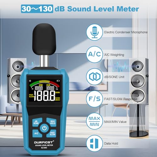DURFICST Digital Sound Level Meter 30-130 dB, A/C Weighting