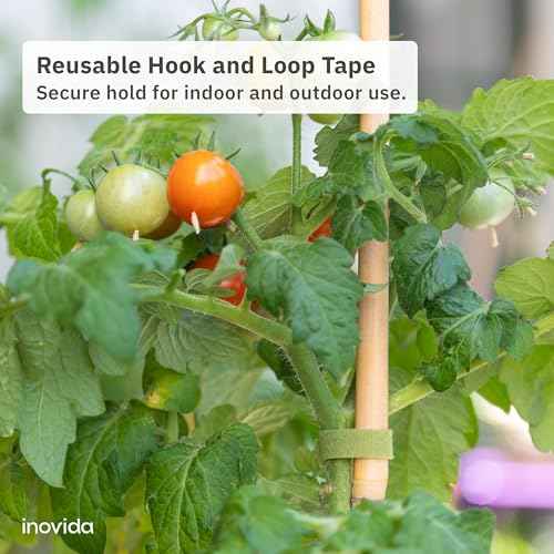 Hook & Loop Plant Ties: 32 ft Self-Adhesive, Extra-Strong Garden Tape for Weatherproof Plant Support ? Reusable ? Support for Climbing Plants ? Indoor and Outdoor Gardening by Inovida