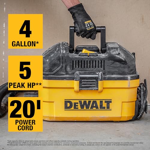 DEWALT 4 Gal. 5.0 HP Wet Dry Vacuum with Hose & Accessories DXV04T