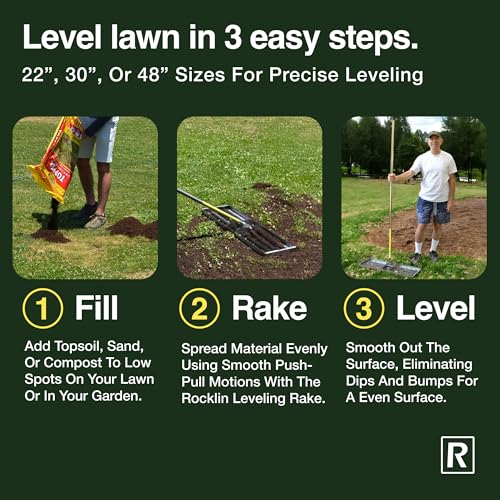 Rocklin® 30-Inch Heavy Duty Lawn Leveling Rake for Soil & Yard Leveling